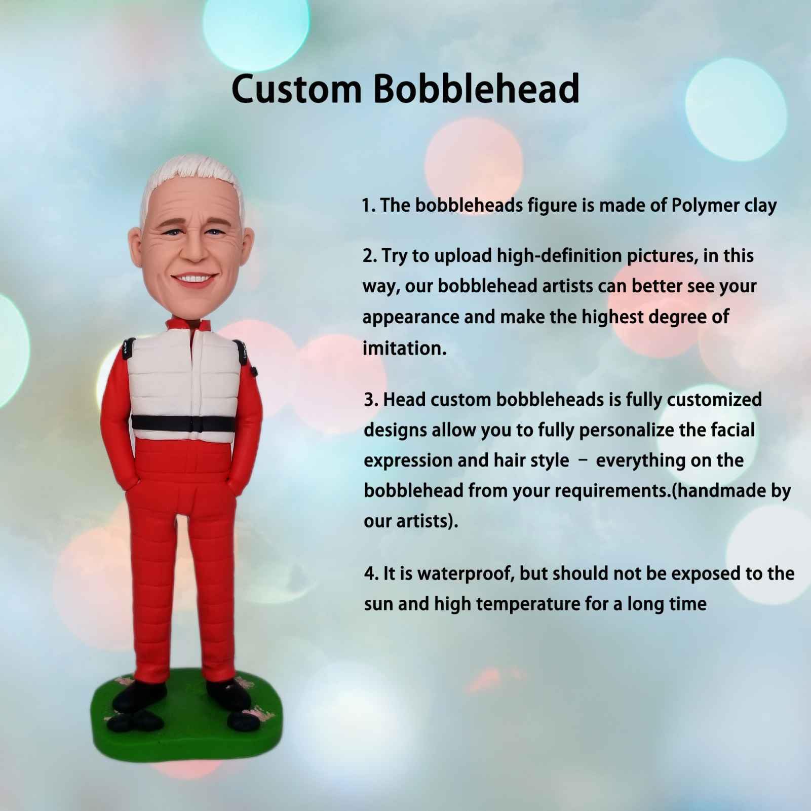 Niestandardowa figurka Bobbleheads spersonalizowane prezenty urodzinowe dla mężczyzny, białe włosy bobble głowa figurki ręcznie robiona spersonalizowana figurka prezent dla chłopaka, męża,