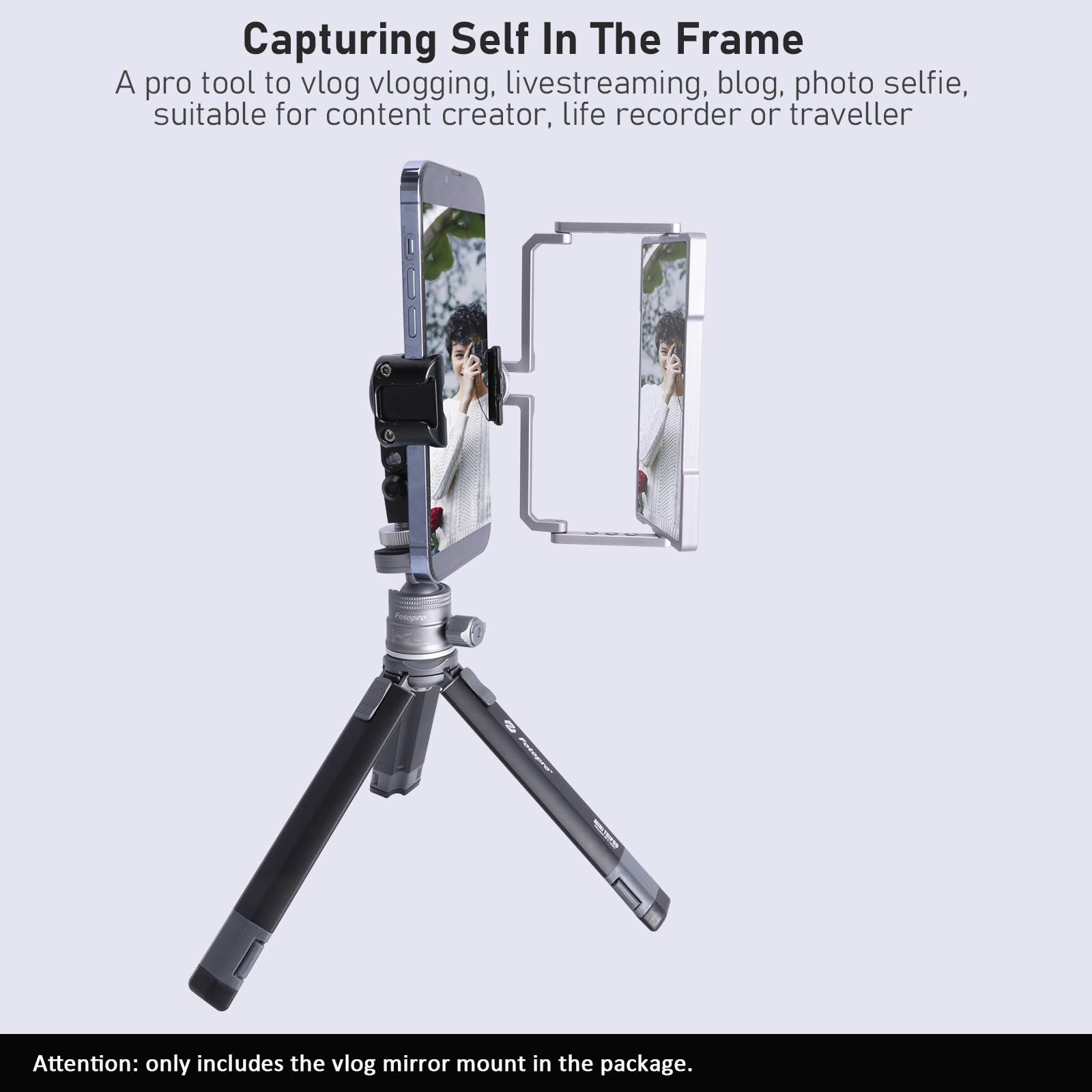 NICEYRIG Pro Selfie Mirror Mount Vlog Vlogging YouTube Live Video Recording Selfie Photograph 360Â°Flip Screen Applicable for iPhone and Android Cell Phone 6.1â€™â€™ 6.5â€™â€™ 6.7â€™â€™ - 556