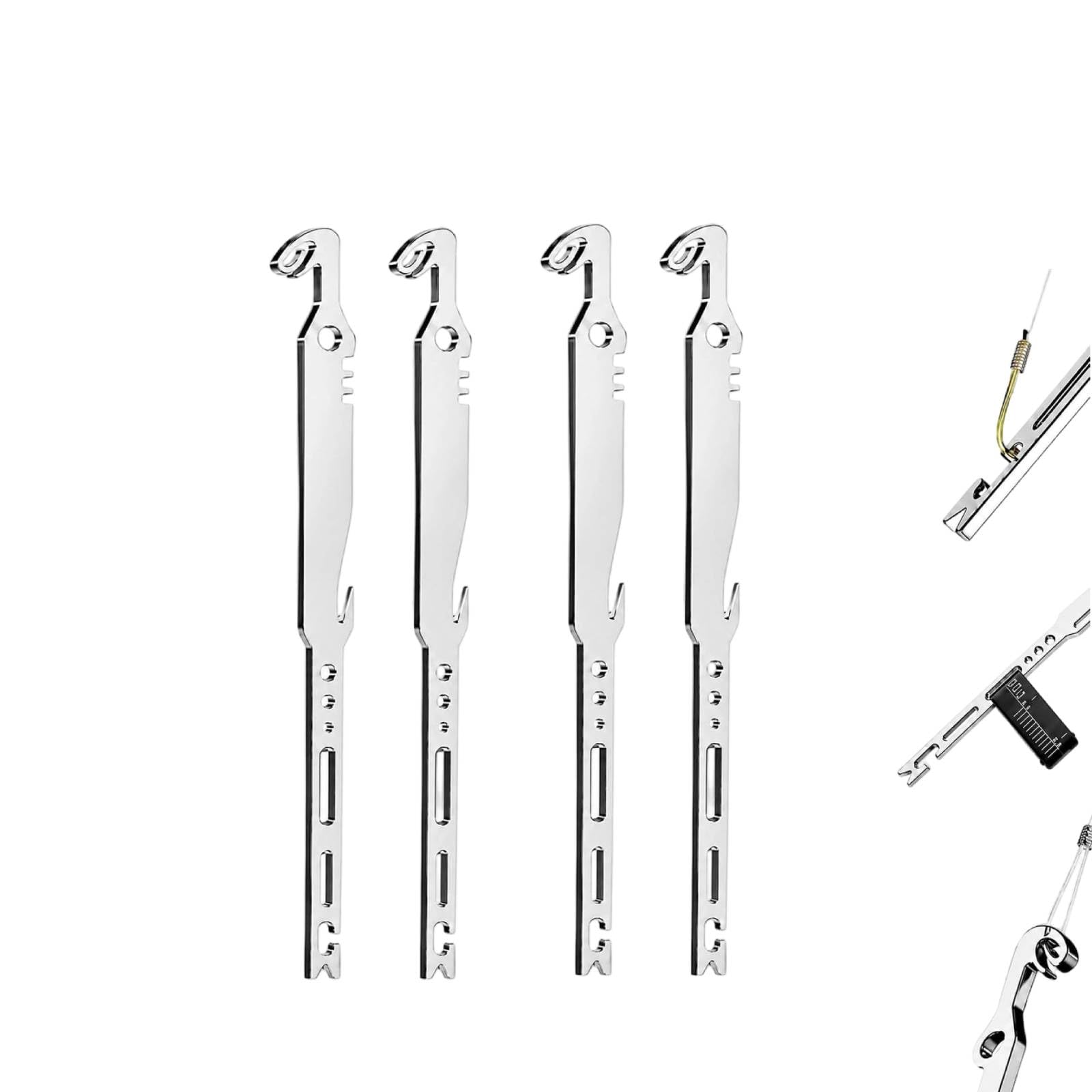 6-In-1 Stainless Steel Fishing Multi Tool Hook Remover and Knot Tying,Fish Hook Remover Tool,Fishing Hook Quick Removal Descending Device,Saltwater & Freshwater Hook Extractor Pliers for Fishing (4PC)