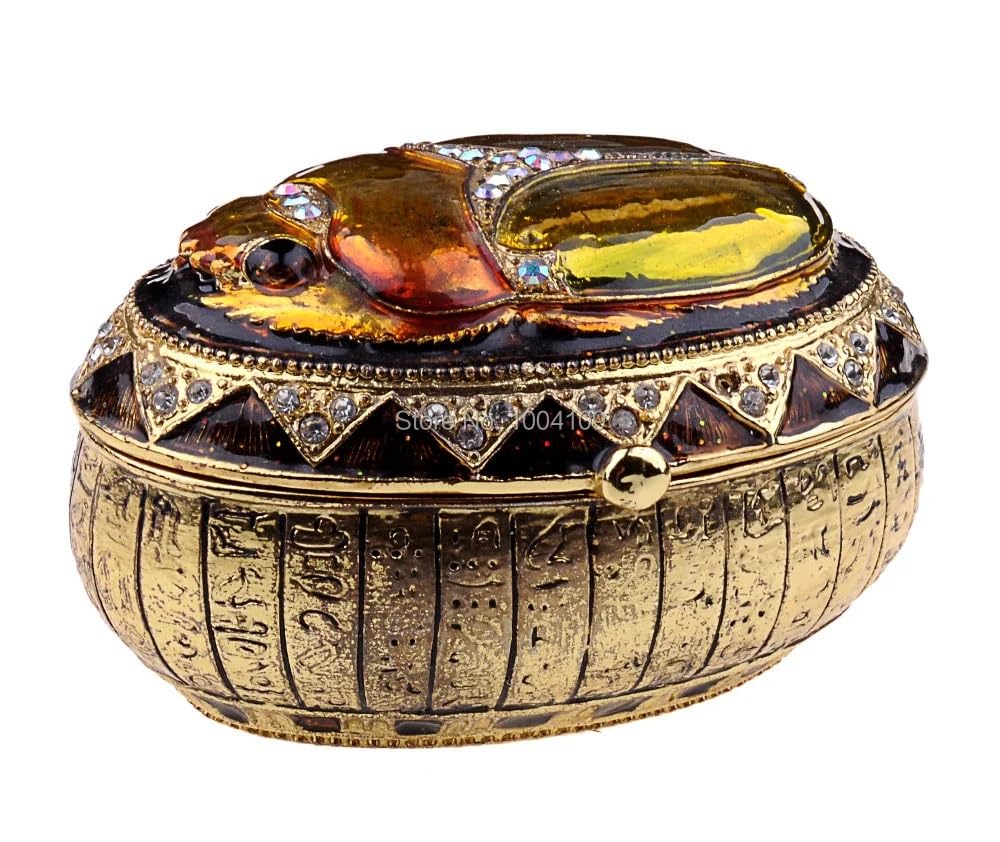 YOPI Bettle Trinket Box Insect Bug Decoration Ornament Metal Crafts Tabletop Ring Organizer Novelty Gift for Jewelry Storage and Display