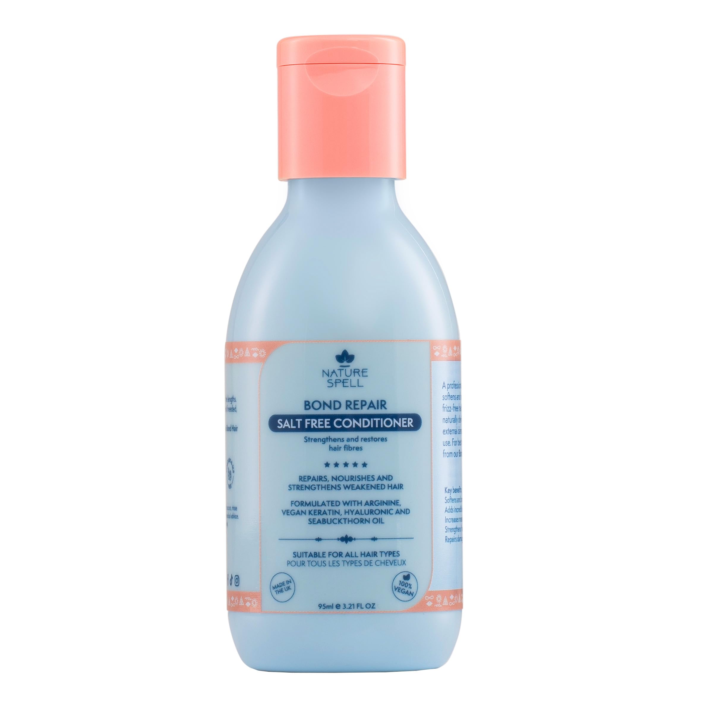 Nature Spell Bond Repair Travel Size Conditioner, Protecting & Repairing, for All Hair Types Infused with Arginine, Vegan, 95ml
