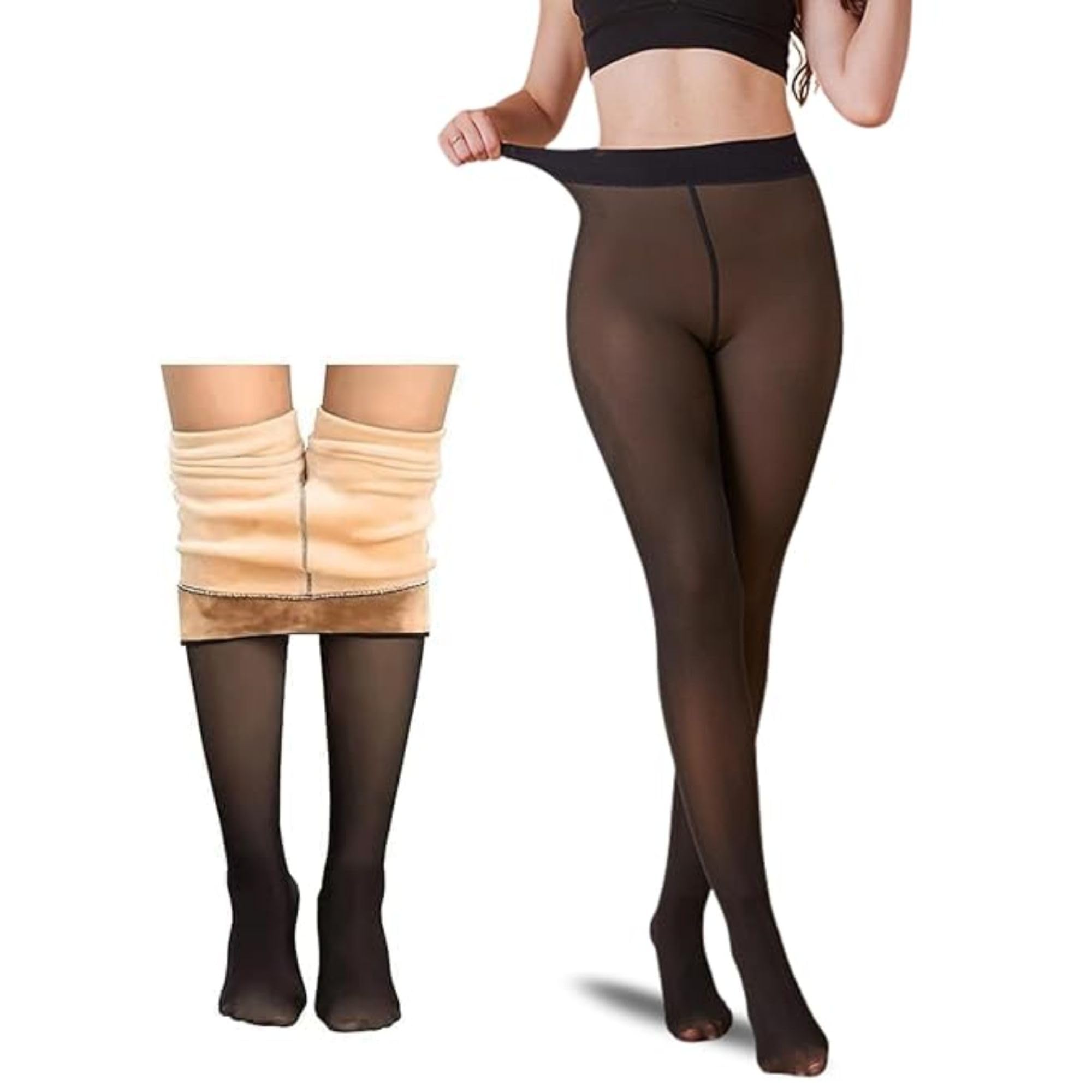 Belgium Women’s Fleece Lined Leggings | High Waist & Mid Rise Skinny Fit Thermal Winter Tights Pants | Soft Touch Warm Thick Woolen Stretchy Stockings for Women & Girls