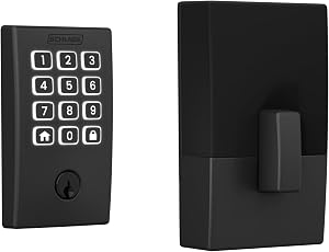 Schlage Arrive Smart Wi‑Fi Deadbolt Lock with Keypad, Keyless Entry Front Door Lock, App Control, Alexa and Google Home Compatible, Matte Black, BE459WB CEN 622 | Keyless entry door lock, Push button keypad, Built-in app control, Alexa, Google Home &