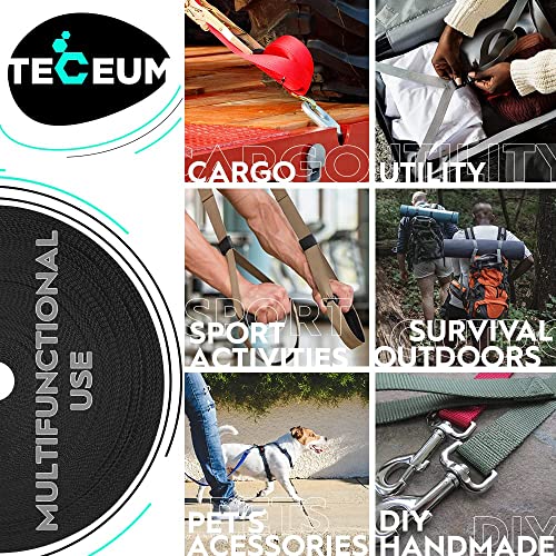 Image of TECEUM 3 /4 inch & 5 /8 inch & 1 inch & 1.5 inch & 2 inch Webbing - 10 25 50 Yards - 40+ Colors - Heavy Duty 1 Inch 1.5 Inch 2 Inch Backpack Straps - Webbing for Outdoors Indoors Crafting DIY