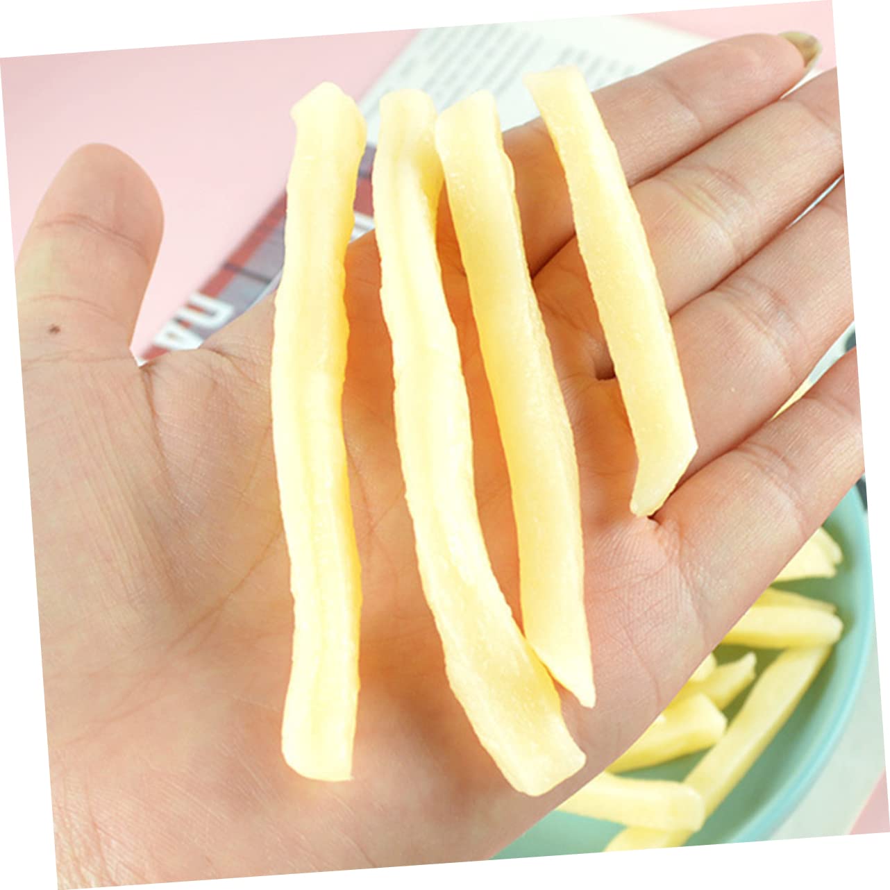 Kisangel 2sets Simulation French Fries Model Lifelike Fake French Fries Props for Kitchen Decor Restaurant Display Party Decoration Random and Safe Material 20pcs*2