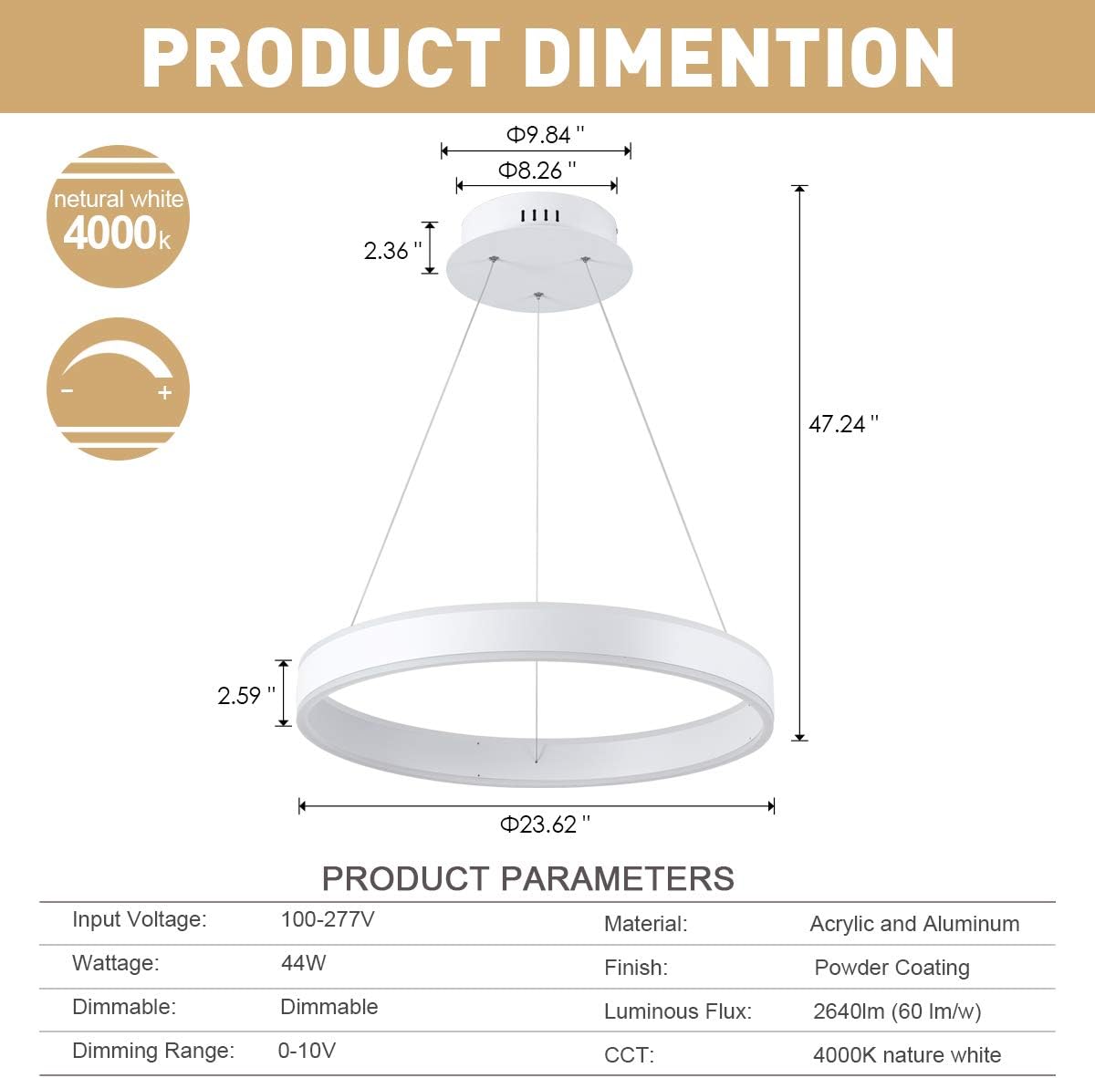 Bеѕt Dеаl 🛒 Modern Dimmable LED Ring Chandelier Pendant Lighting, 23.62 White Circular Chandelier 2640lm 44W 4000K Neutral White Pendant Light for Kitchen Island Living Room Hallway Bar Kitchen Island Buу 1 gеt 1 🔥 Modern Dimmable LED Ring Chandelier Pendant Lighting, 23.62 White Circular Chandelier 2640lm 44W 4000K Neutral White Pendant Light for Kitchen Island Living Room Hallway Bar Kitchen Island