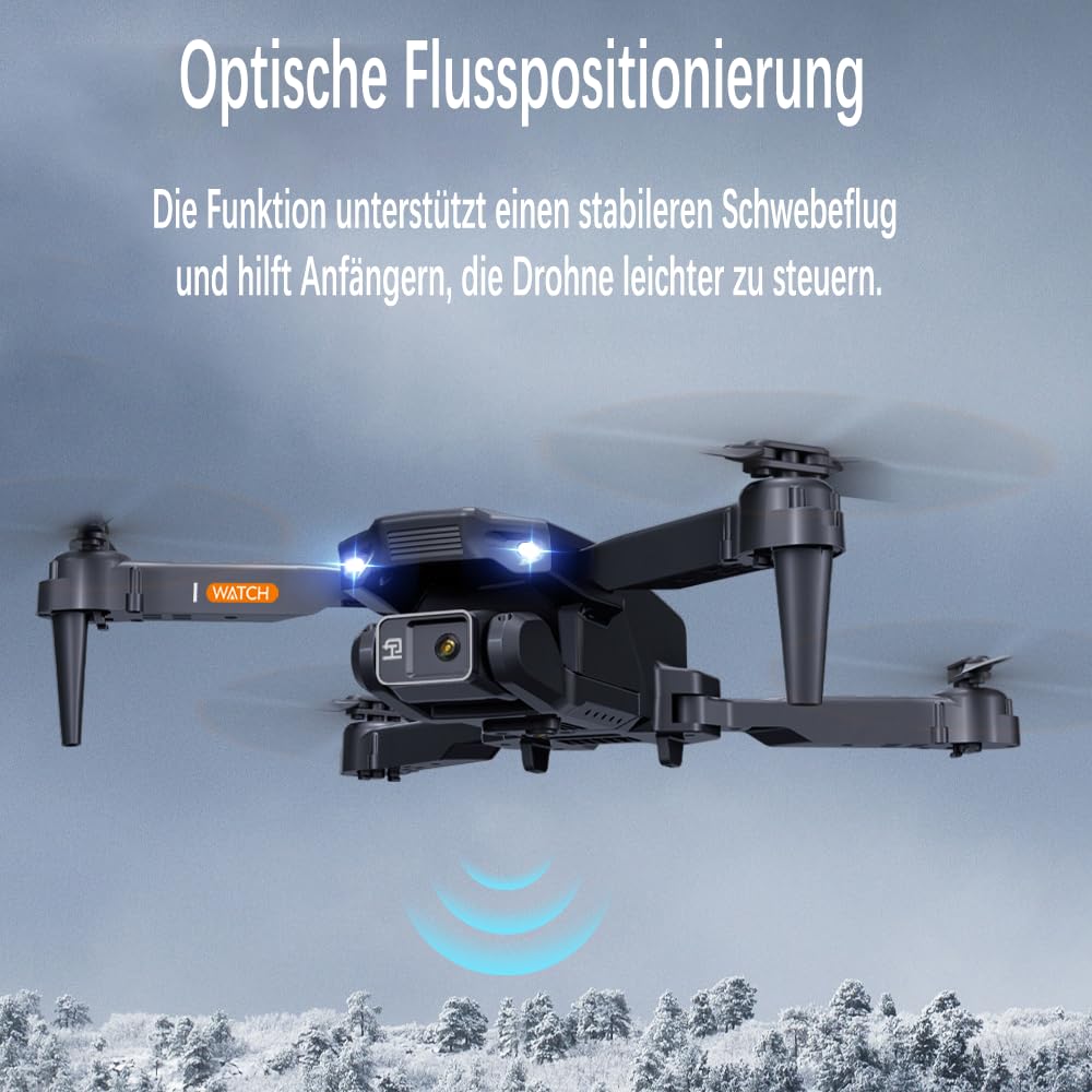 Drohne mit Kamera 4K für Anfänger, Kinder und Erwachsene, Mini Drohne mit WiFi, 2 Akkus, Ein-Knopf Start/Landung, faltbarer RC Quadcopter, Schwarz