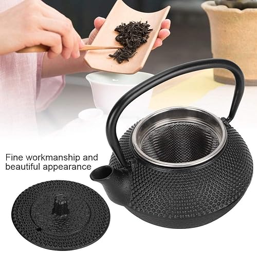 Miniatura 5 de Hervidor de té japonés de 10 onzas fluidas de hierro fundido con colador, modelado para la oficina en casa, yoga, té o decoración