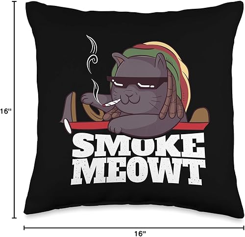 Miniatura 4 de BCC Weed Smoking Shirts Marihuana Stoner Regalos Weed Cat Smoke Meowt THC CBD Marihuana Stoner Kitten Throw Pillow 16x16, Multicolor