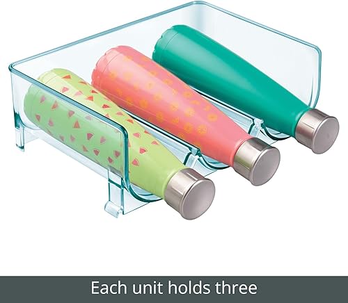 Miniatura 7 de mDesign Estante apilable de plástico para 3 botellas, organizador de almacenamiento de cocina para botellas de champán, vino o agua, organizador de