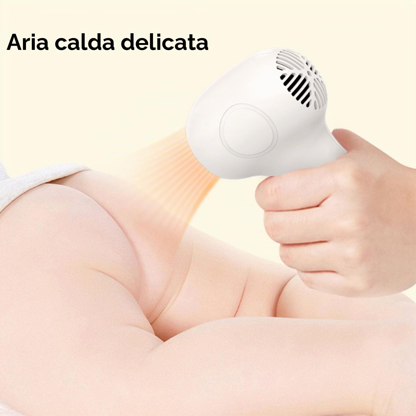Asciugacapelli per bambini a corda, 2 velocità a basso rumore ricaricabile per il corpo pieno ricarica ricarica per capelli da viaggio per pannolino e corpo pieno (Bianco latte e marrone)