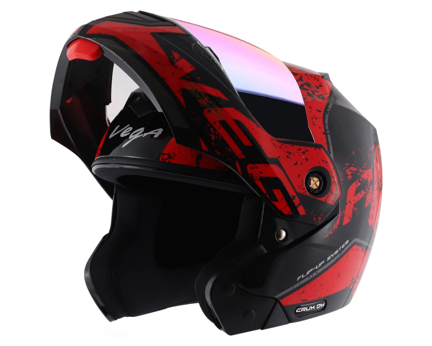 Vega Crux Dx Victor Flip-Up Full Face Helmet Black Red, Size: L(59-60 cm)