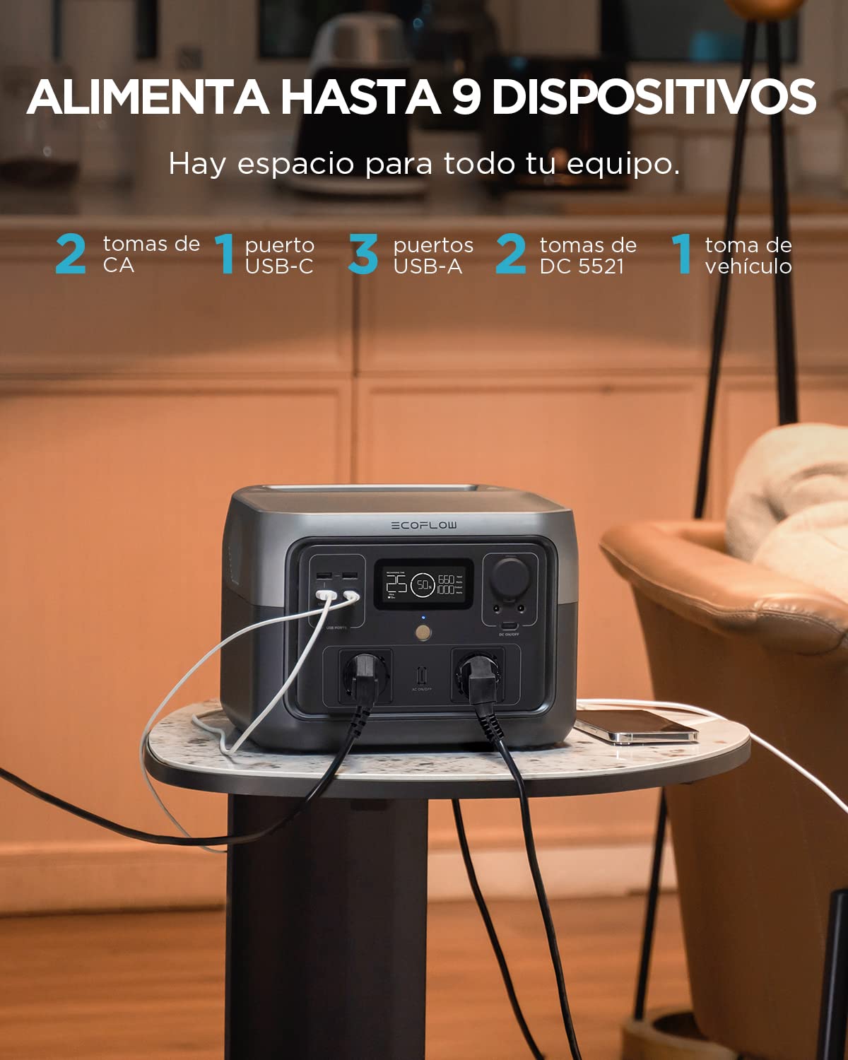 Estación de energía portátil EF ECOFLOW RIVER 2 MAX, batería LiFeP04 de 512 Wh, carga rápida en 1 hora, sólo pequeños defectos en el embalaje, el producto está completamente sin usar (Reacondicionado)