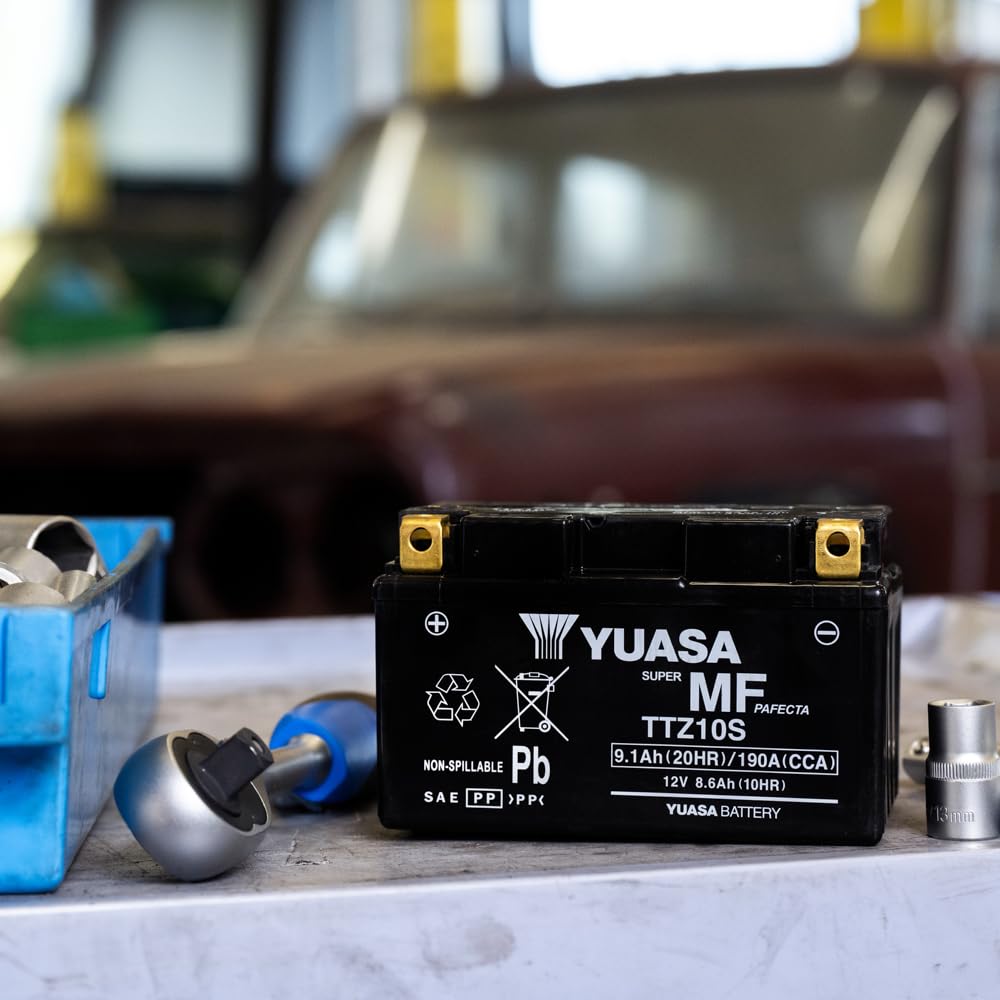 Yuasa TTZ10S - Batteria VRLA per moto, 12 V, 190 CCA pre-riempita e pronta da montare, senza manutenzione