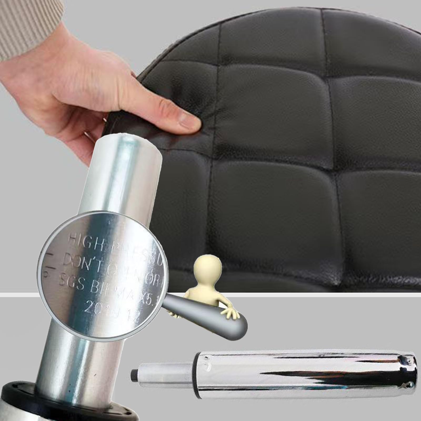Tabouret à roulettes réglable en hauteur 46-60 cm, tabouret avec roulettes à 360 °, tabouret pivotant à roulettes, pour tabouret d'atelier, tabouret de bureau, accessoire de tatouage