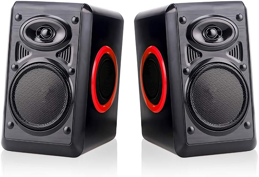 PC Speakers For Desktop Laptop PC TV, USB Powered Speaker For Game, Movies Music,2.5 Inch Horn,4.1 Feet Cable, Metal Dust-Proof Cover