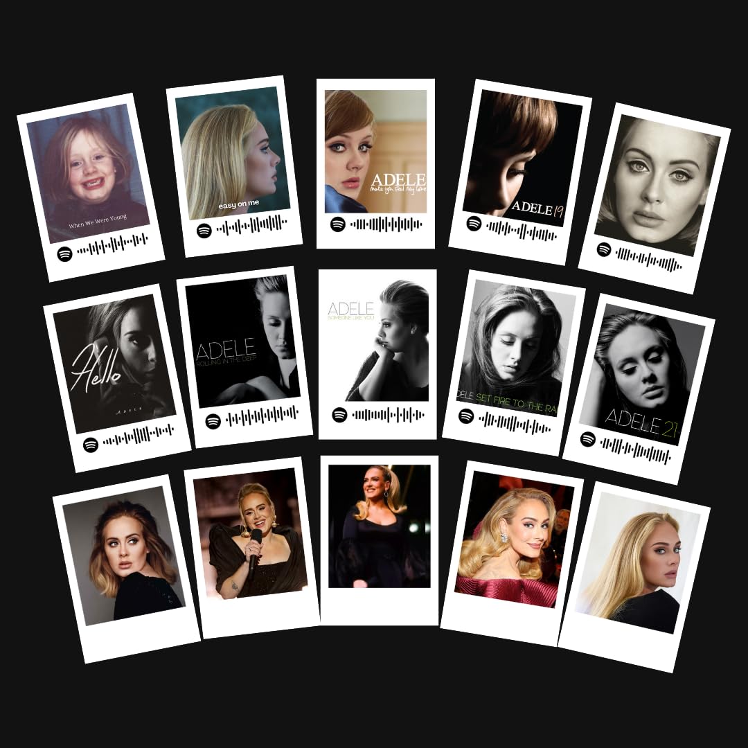 Funk You Store Adele Poster | Adele Songs Mini Poster Kit (Set of 15) | Adele's 19, 21, Hello and more Compact Size (8 x 6 cm) Posters for Phone Accessories, Bedroom, Office, room decoration