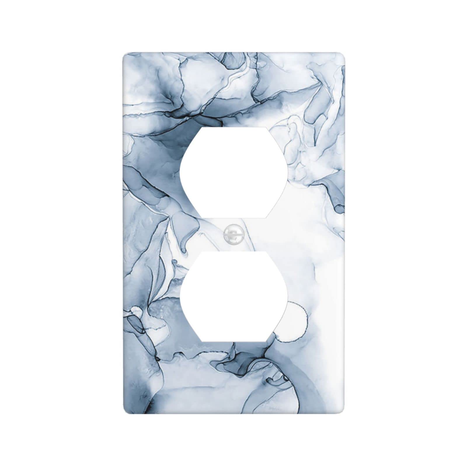 Marble Single Duplex Outlet Light Switch Cover Wall Plate 1 Gang Decorative Receptacle Faceplate Bathroom Farmhouse Kitchen 4.50" x 2.76" Blue