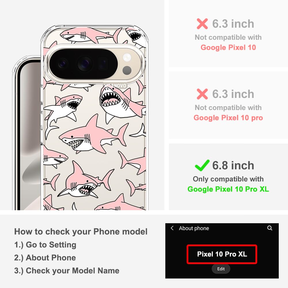 MOSNOVO Case for Google Pixel 10 & Pixel 10 Pro, [Buffertech 6.6ft Military-Grade Drop Protection] [Anti Peel Off Tech] Clear TPU Bumper Phone Case Cover Design - Cute Cherry — view 459