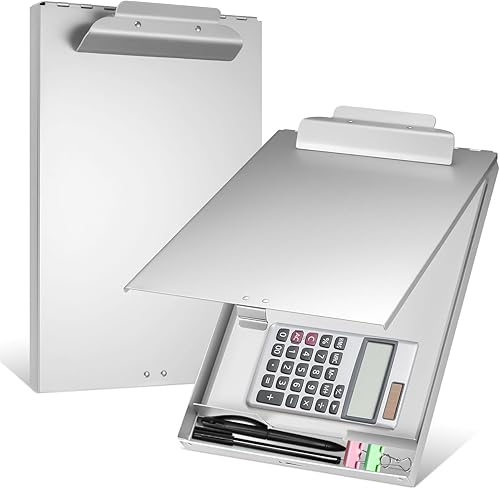 Jutom 1 portapapeles de metal de aluminio con soporte de forma de tamaño carta de almacenamiento para profesionales de la escuela, oficina,