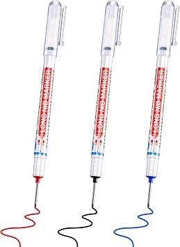 Zonon 3 Pcs Long Head Deep Hole Marker Pens,20mm Long Nib Carpenter Marker
