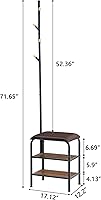 Vista 3 de Perchero de Pie con Banco para Zapatos - 3 en 1 Árbol de Vestíbulo para Abrigos con Almacenamiento de Zapatos con Bancos Estante Pequeño de Metal
