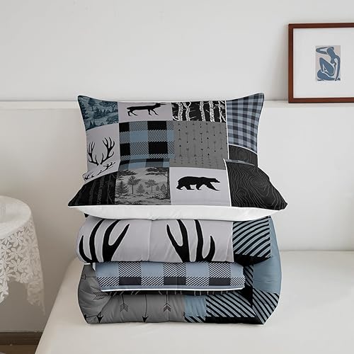 Miniatura 41 de Castle Fairy Juego de edredón de ciervos con cuernos de ciervo, juego de ropa de cama tamaño individual, juego de ropa de cama de caza con flechas