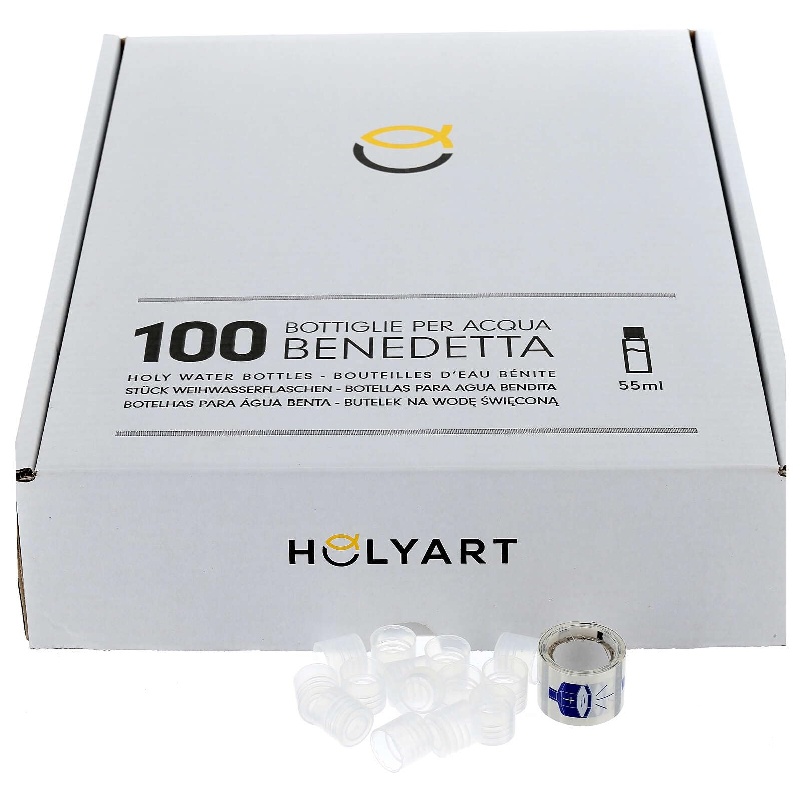 Holyart Accessori per Benedizione: Bottigliette per Acqua Benedetta fonte battesimale (Scatola 100 pz.)