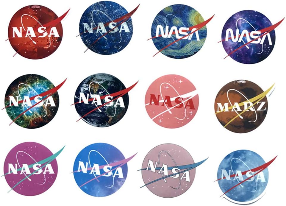 NASA Stickers for Laptop Stickers Car Cartoon Water Bottle Vinyl Waterproof Cars Motorcycle Bicycle Skateboard Luggage Bumper Bomb Decal{6pcs}