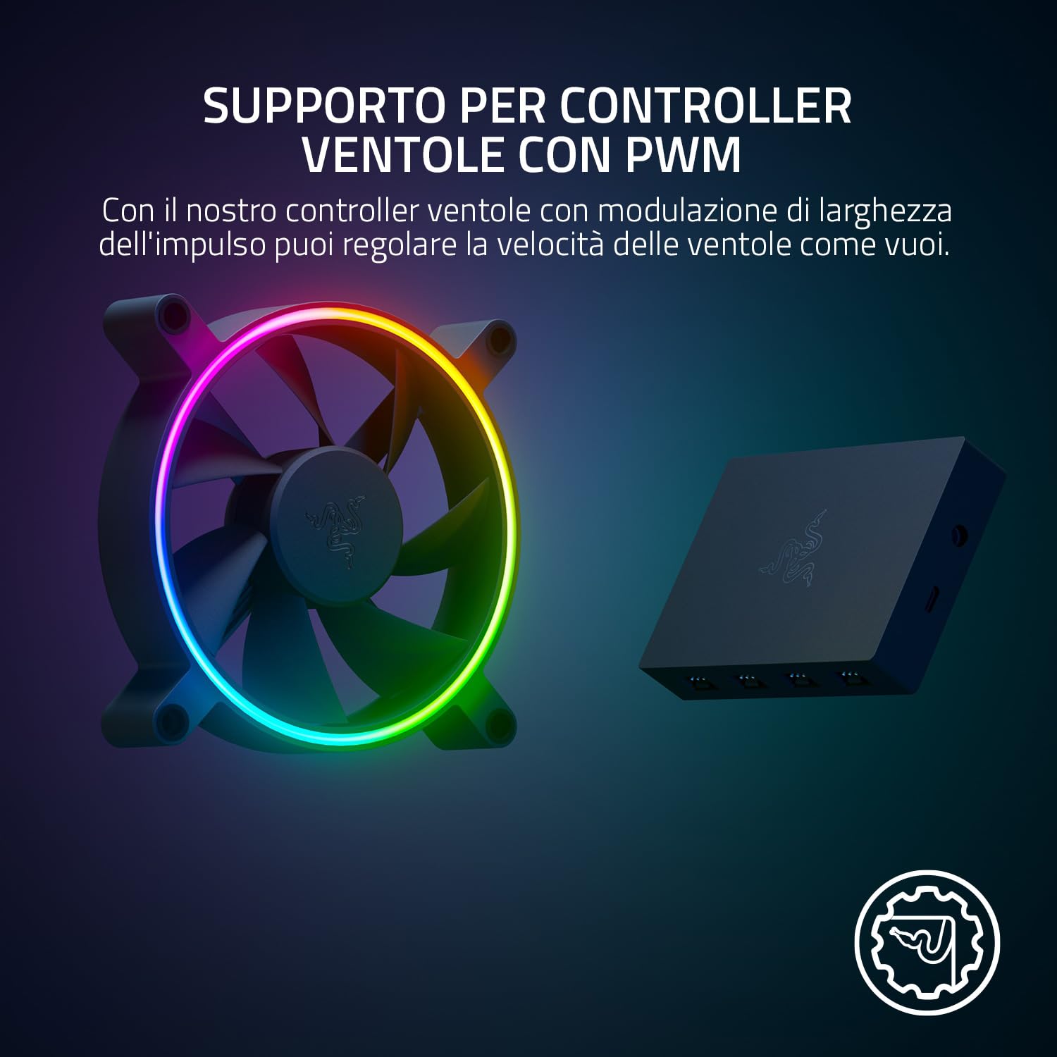 Razer Kunai Chroma Hydraulic RGB LED PWM Perform. Fan (140mm)- Ventole idrauliche aRGB PC (Silenziose, Potenti, collega fino a 8 ventole, Supporto controller ventola PWN, Chroma aRGB) 3 ventola, Nero