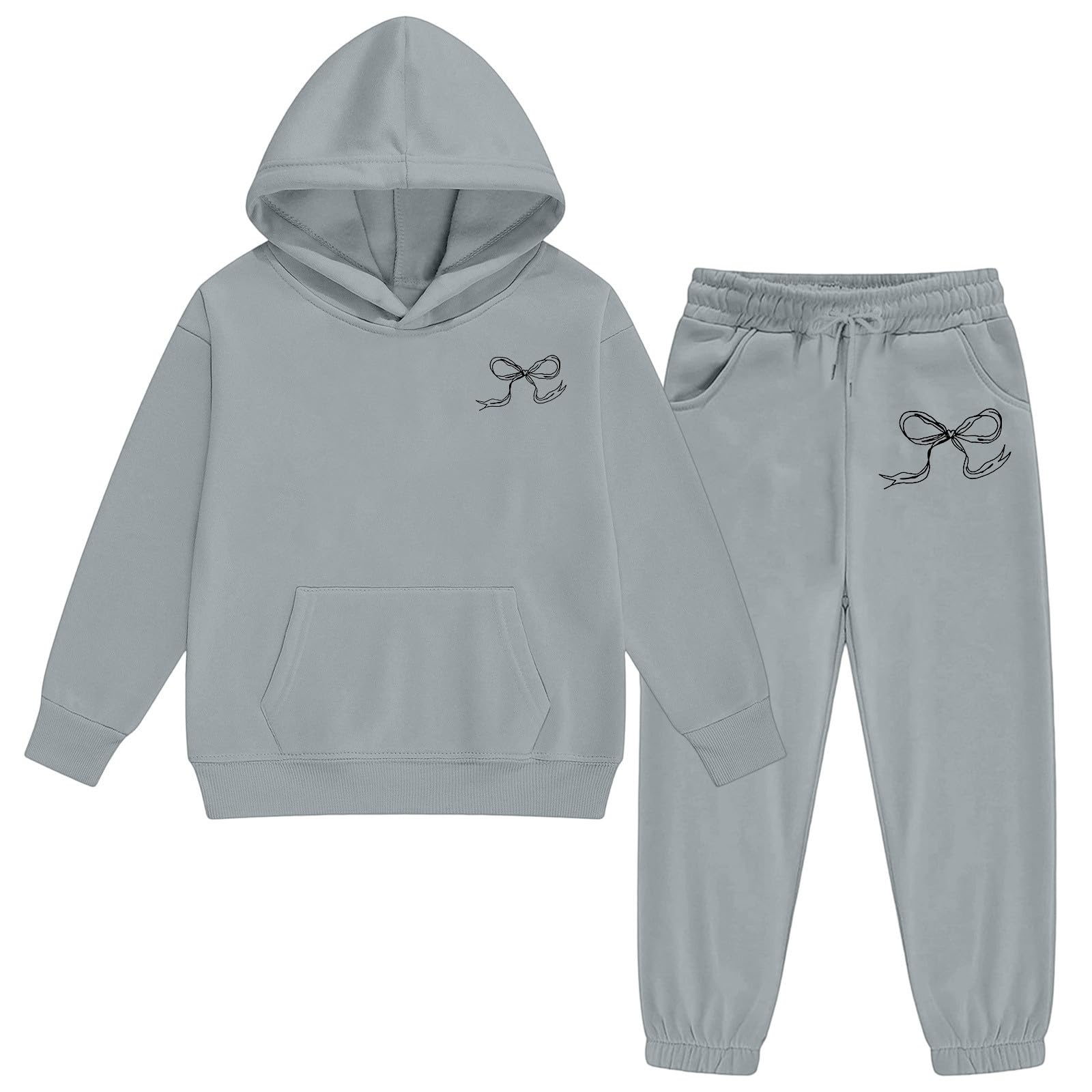 Tenue Fille, Décontractée 2 Pièces Pour Filles, Sweat À Capuche Et Pantalon Imprimés Lettres, Confortable Au Quotidien, Mode Avec Bas, Style Urbain Pour Tout-pe, Grande Taille Disponible