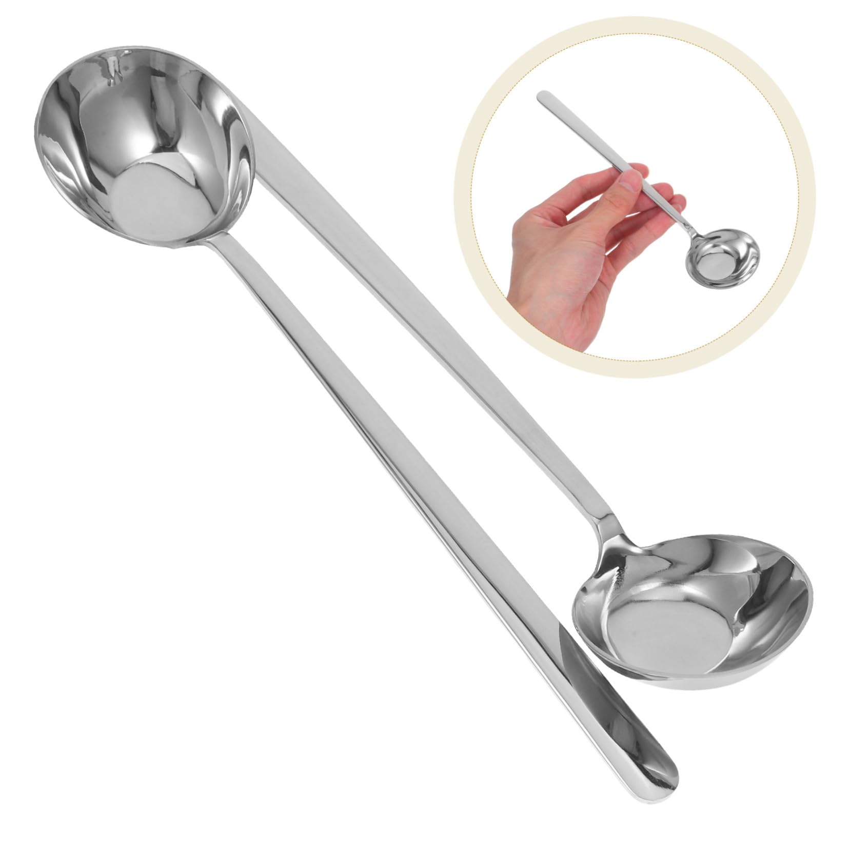 PRETYZOOM 8 Stck. Langen Griff Schräg Unter Runder Löffel Suppenkelle Servieren Hot Pot Löffel Schöpfkellen Zum Servieren Suppenkelle Aus Stahl Edelstahl 316 Silber