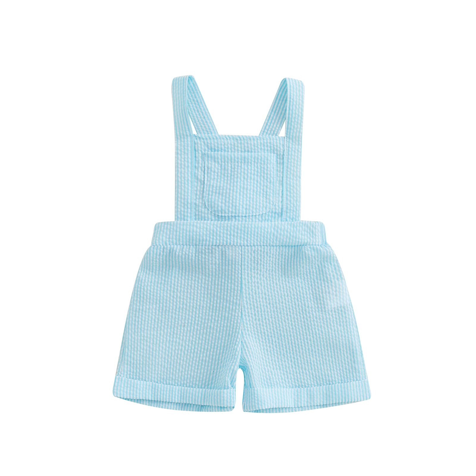 Pybcvrrd Baby Boy Girl Summer Outfit Stripe Sleeveless Seersucker Overalls Shorts Square Neck Shortalls Suspender Clothes (green, 0-6 Months)