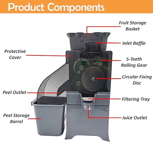 Miniatura 7 de Exprimidor comercial de cítricos, máquina automática de exprimidor de naranja de alta eficiencia de 100 W, diámetro máximo de 1.575 in1.57 pulgadas,