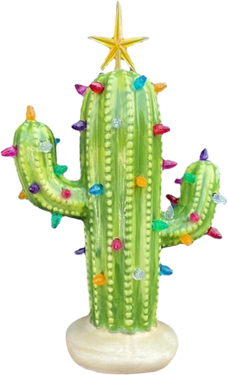 Cactus Christmas Tree with Lights Lighted Resin Ceramic