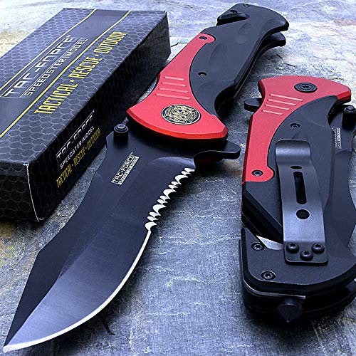 Tac-force Extra Large Red 10.5" Folding Blade Spring Assisted Open Pocket Knife