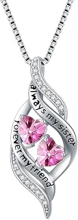 Infinity Necklace for Sister 925 Sterling Silver Birthstone Infinity Sister Necklace Gifts from Sister, Always My Sister Forever My Friend Jewelry Birthday Christmas Mothers Day Gifts for Women Sister