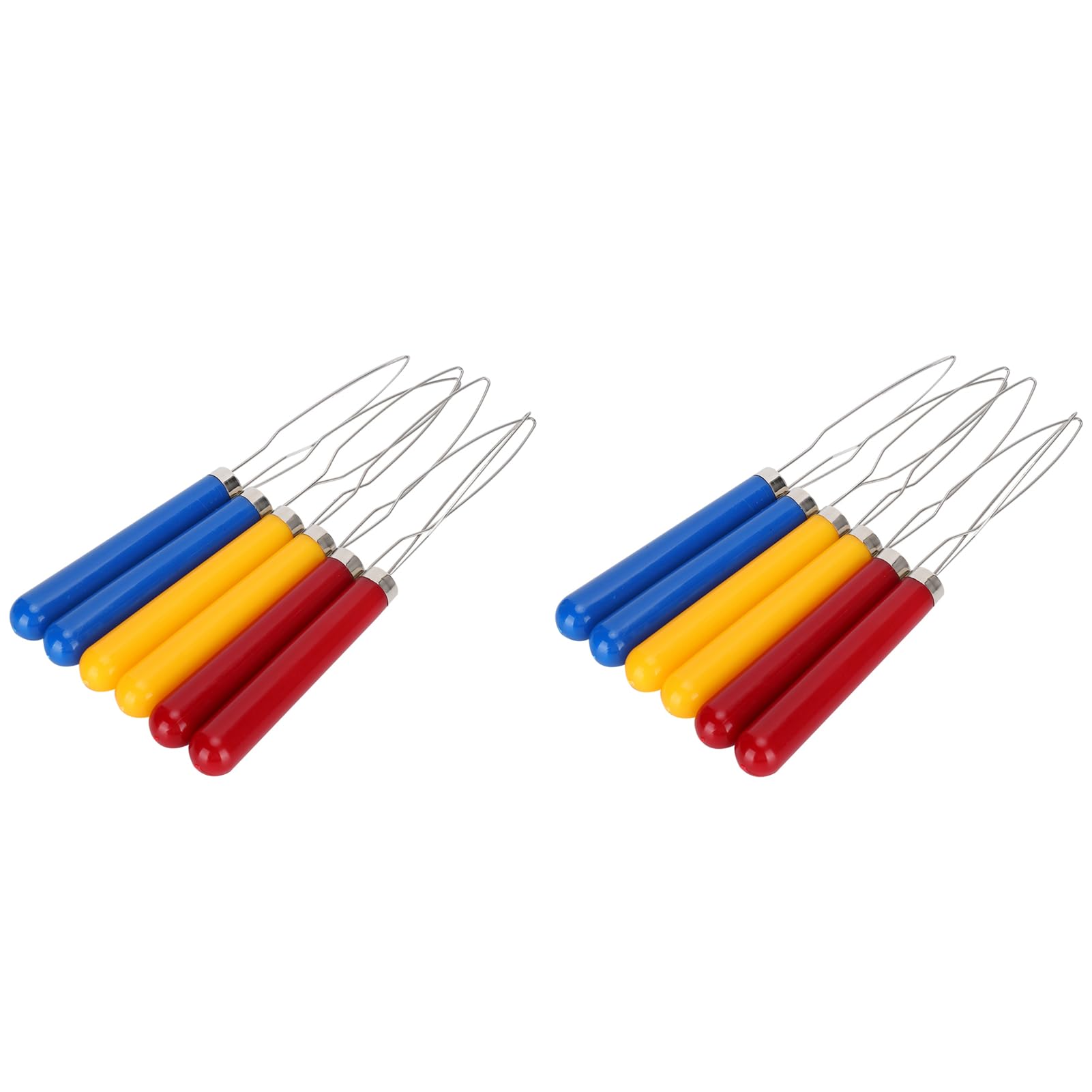 TOPINCN 12PCs Button Hook, Wire Loop Button Hook Zipper Pull Assist Tool, Dressing Aids for Easy Button and Fastener Sewing Embroidery Tools for Arthritis with Wooden Handle