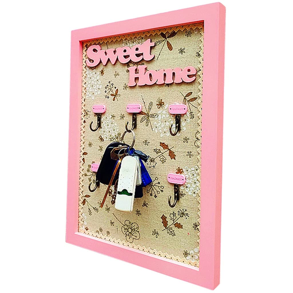 Key Storage Cabinet, Small Pastoral Warm Style Photo Frame Appearance Key Management, Bow/Flower Decoration Storage Rack
