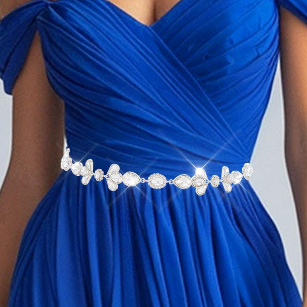 COSYDAYS Silver Rhinestone Belt Sparkly Waist Chain Fashion Crystal Dress Belts for Women - Image 5