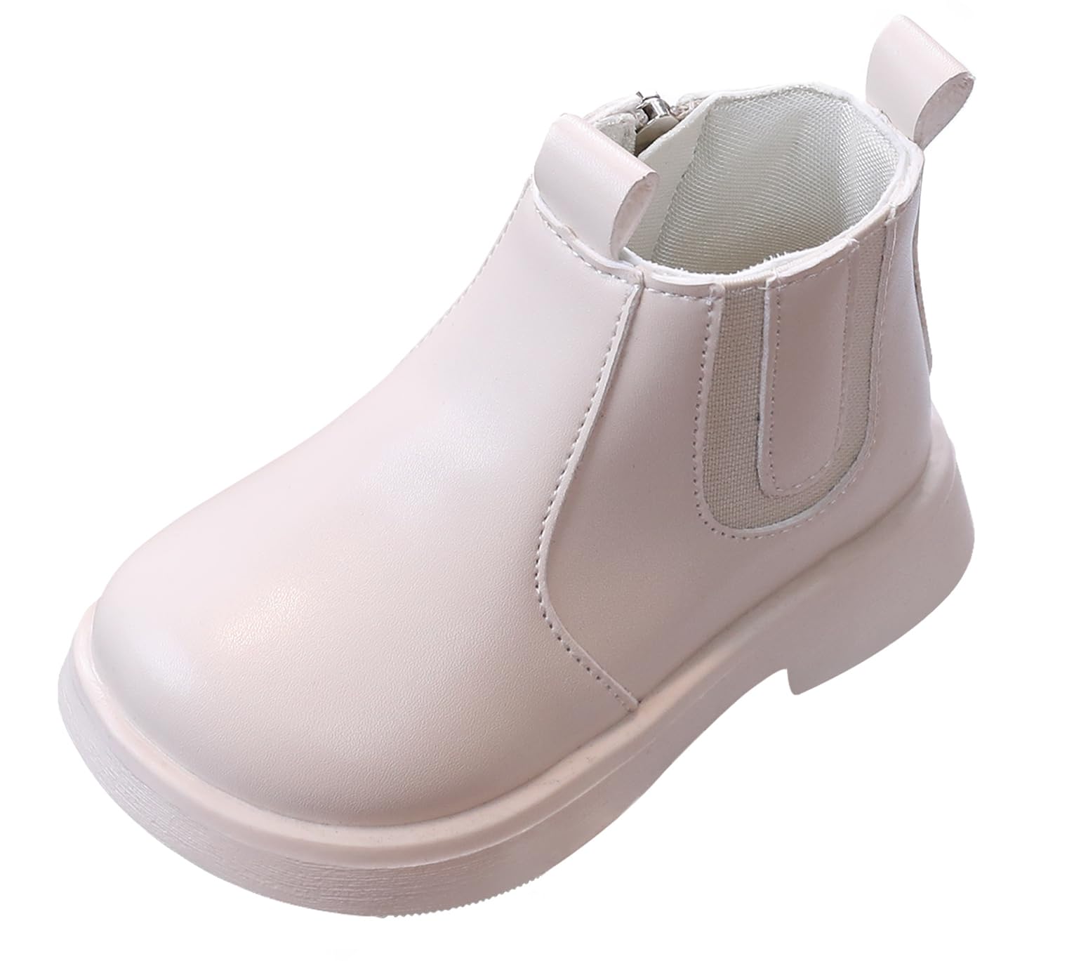 Maeau Bottes Courtes en Cuir Enfant Garçon et Fille Bottines à la Cheville avec Fermeture Éclair Bottes Classiques Imperméable Chaussures Antidérapant d'hiver Automne Printemps Souples 22-31 EU