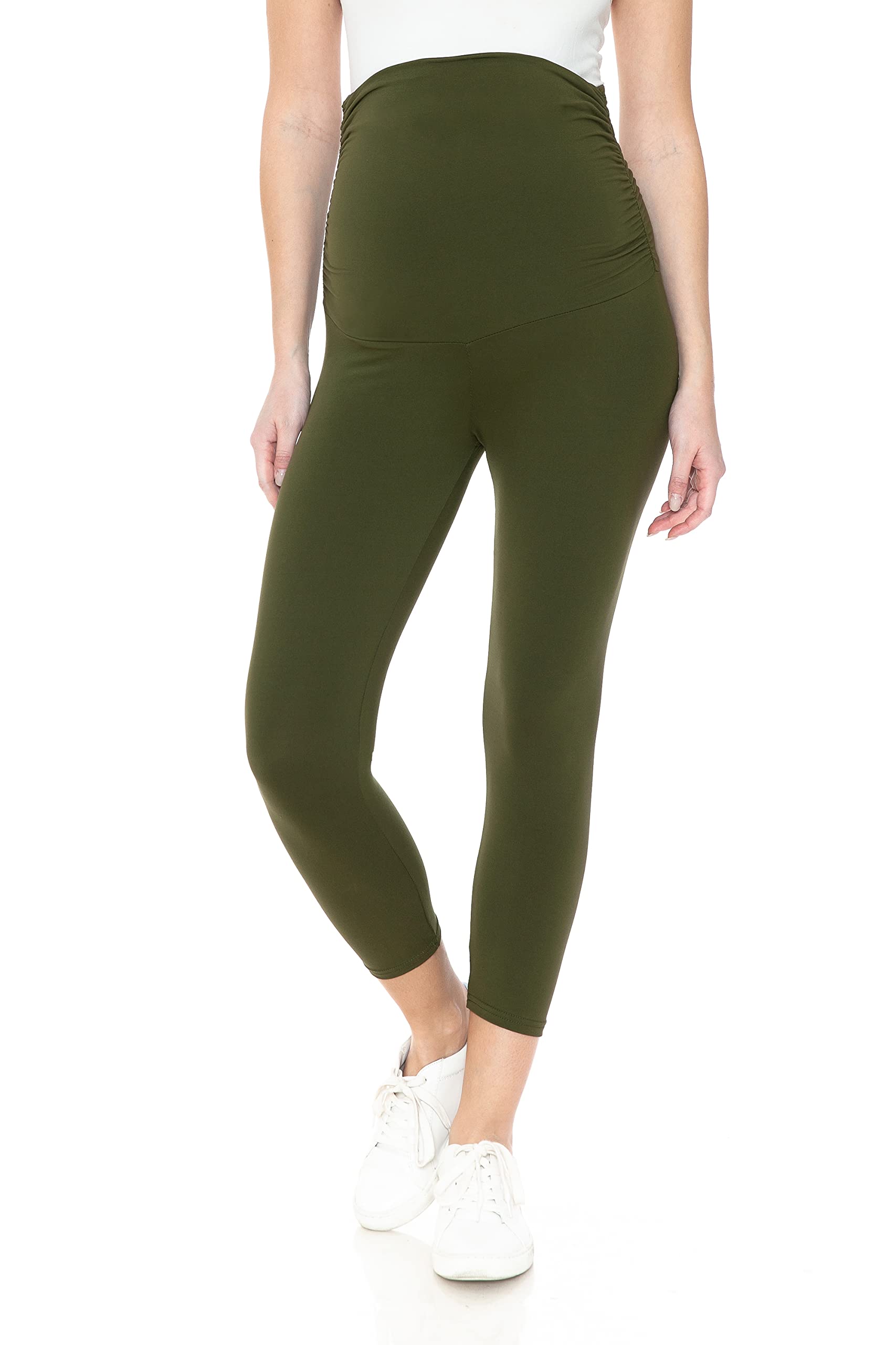 Leggings Depot Legging de maternité pour femme - Collants de yoga décontractés pour la grossesse, vert olive, Taille M