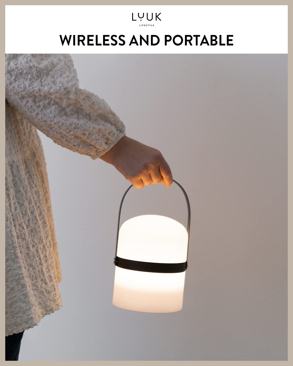 LUUK LIFESTYLE Lampa LED w stylu skandynawskim, wodoszczelna IP44, 72 godziny czasu świecenia, ładowana przez USB, przenośna, do użytku wewnątrz i na zewnątrz, lampa stołowa, regulowana jasność, czarna