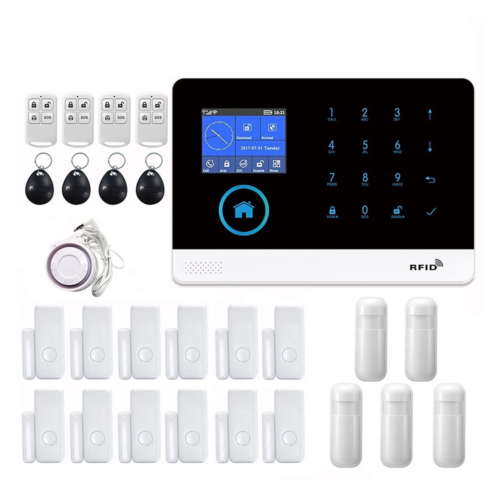 CUDTAPI Home Security Alarm System GSM Intercom Remote Control Autodial 433MHz Detectors Tuya APP(K)