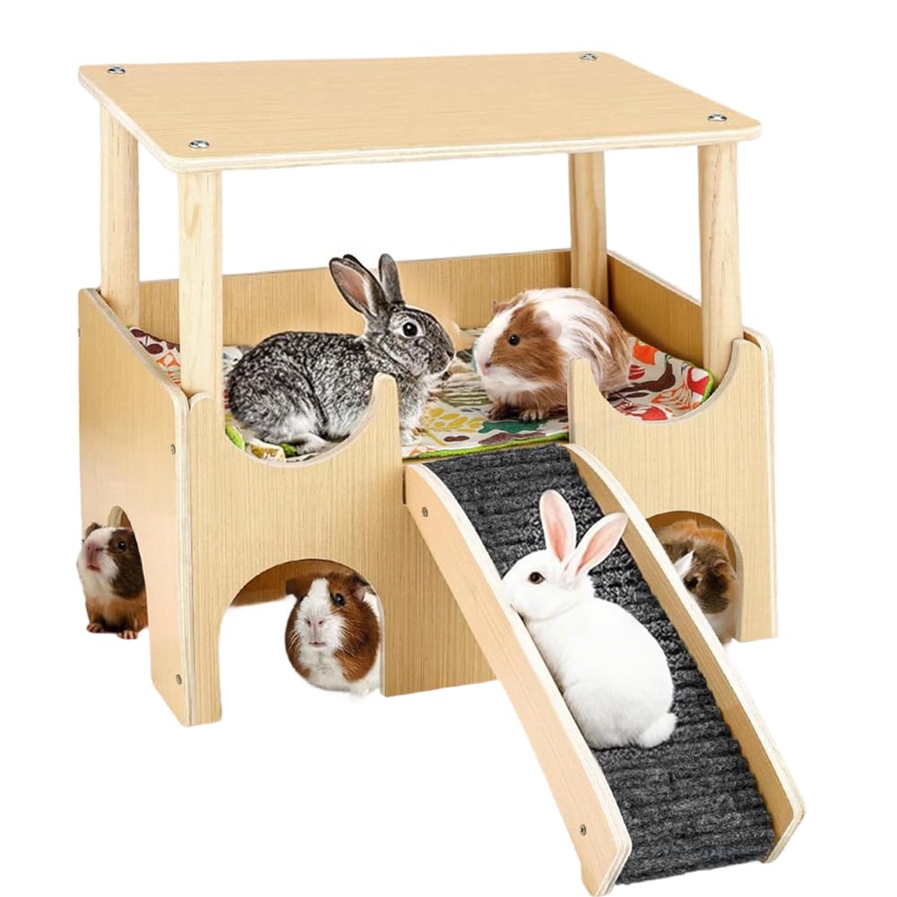 Kaninchen Haus, Meerschweinchen Haus aus Holz mit Hang, 8 x 35 x 25 cm Hamsterhaus für Zwerghamster, Rennmäuse, Degus, Stachelmäuse
