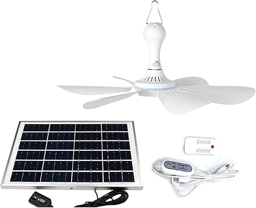 XBPPIARN Ventilador colgante alimentado por energía solar recargable con USB ventilador de campamento al aire libre bajo y bajo ruido 6 aspas de