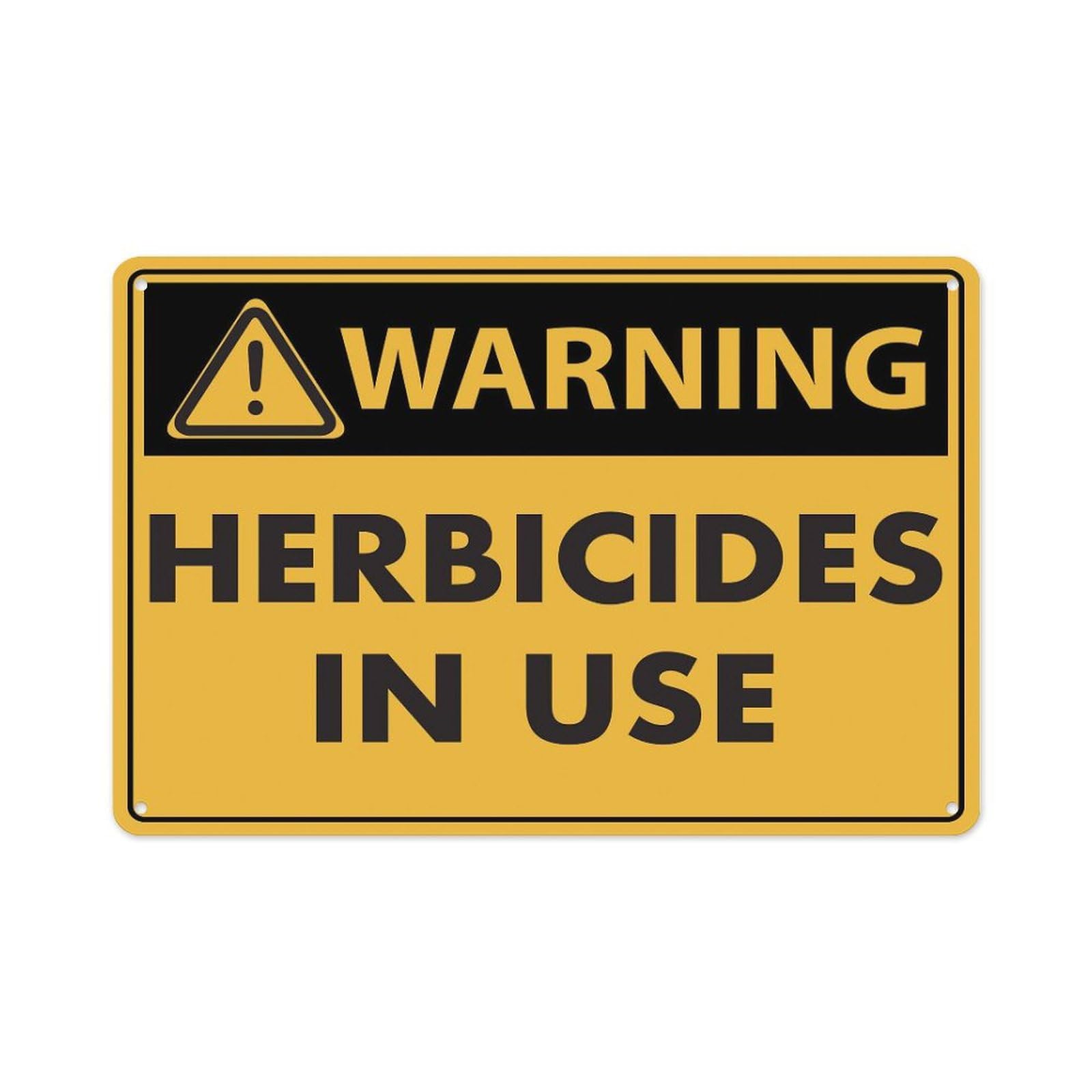 peiyeety Warning Herbicides in Use Sign Aluminum Tin Warning Signs for Home Outdoor Garden 8X12 Inches