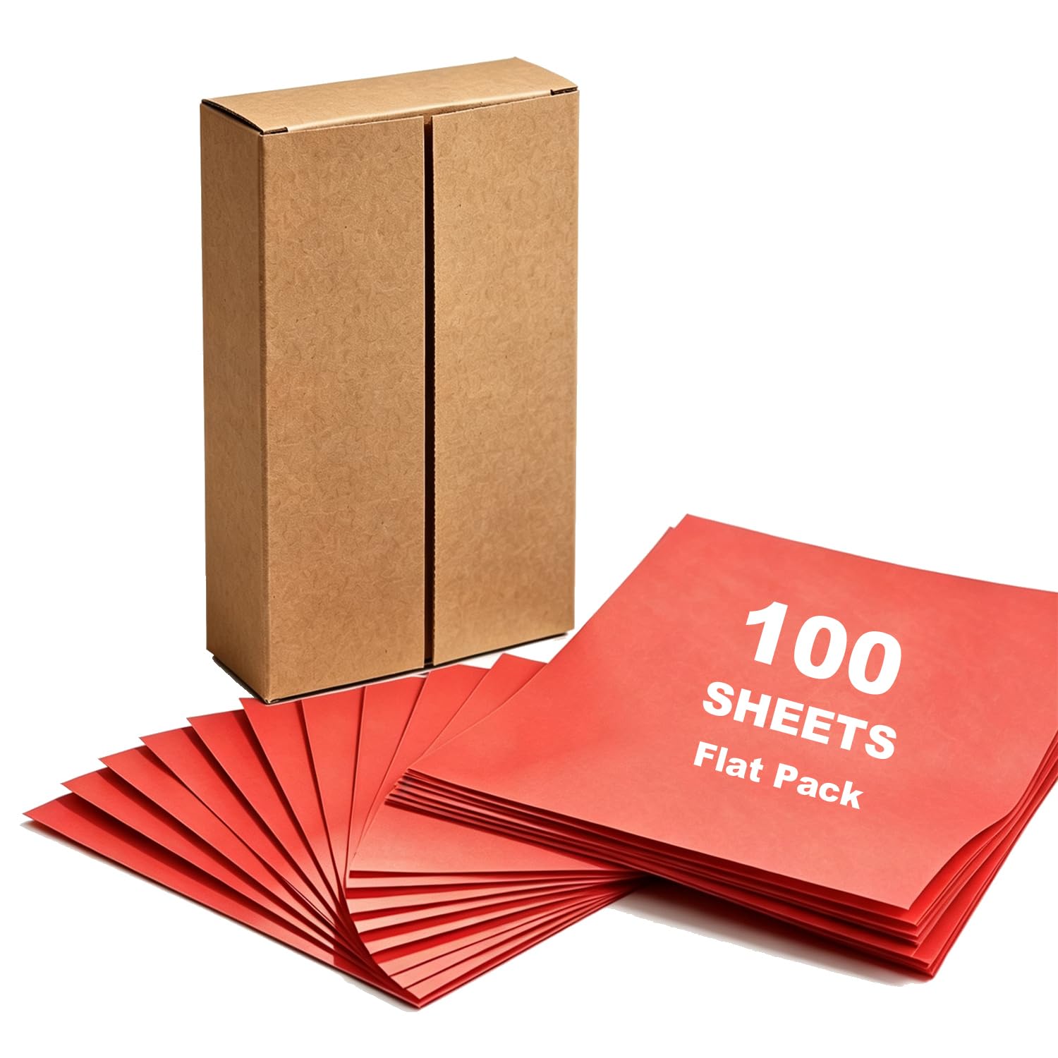 Lot de 100 feuilles de papier kraft rouge en vrac pour art - 45,7 x 61 cm - Poids moyen - Grand papier rouge pour tableau d'affichage, construction, origami-100 feuilles d'art colorées pour