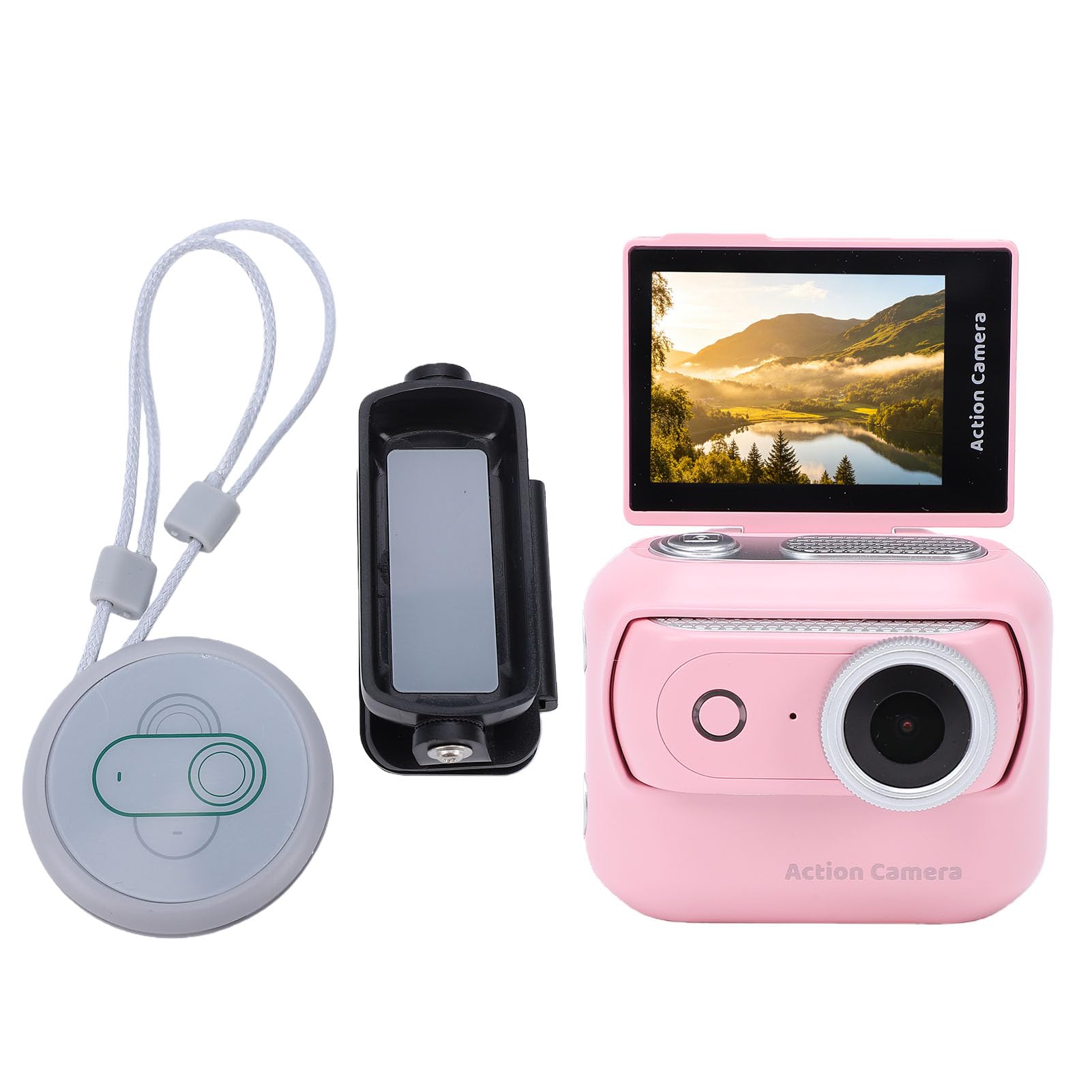 Action Camera 4K con Schermo Ribaltabile Magnetico, Mini Fotocamera Wireless da 48 MP per il Pollice per Vlogging, Fotocamera Sportiva a Doppia Batteria per Ciclismo, Sci, Viaggi, Videocamera