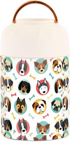 Miniatura 2 de Lindo tarro de comida de hueso de perro con cuchara de acero inoxidable aislado al vacío, recipiente de alimentos de 17 onzas para adultos